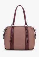 Torebki damskie - Damska shopperka z rączkami z ekoskóry bordowa - miniaturka - grafika 1