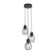 Lampy sufitowe - QAZQA Designerska lampa wisząca czarna 3-punktowa - Raga - miniaturka - grafika 1
