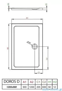 Radaway Doros D Stone brodzik 120x90x5 czarny SDRD1290-01-54S - Brodziki prysznicowe - miniaturka - grafika 2