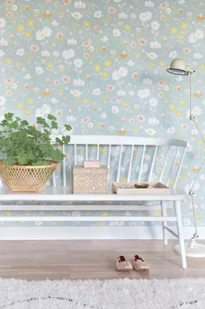 Tapeta dla dzieci Szara w Kwiatki - Tapety - miniaturka - grafika 1