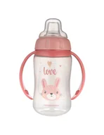 Kubki dla dzieci - Canpol Babies Kubek treningowy z miękkim ustnikiem Cute animals 320 ml różowy - miniaturka - grafika 1