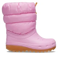Buty dla dziewczynek - Śniegowce Crocs Classic Neo Puff Boot K 207684 Różowy - miniaturka - grafika 1