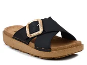 Klapki i japonki damskie - Klapki damskie na platformie czarne skórzana wkładka Inblu ED-15-36 - miniaturka - grafika 1