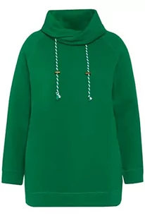 Ulla Popken Damska bluza basic, dwukolorowa ze sznurkiem, szmaragdowa zieleń, regularna, zielony szmaragdowy - Bluzy damskie - miniaturka - grafika 1