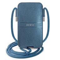 Etui i futerały do telefonów - Guess Torebka GUPHMPSASBBL 6,1" niebieski/blue Saffiano Strap GUE001548-0 - miniaturka - grafika 1