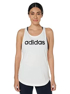 Koszulki i topy damskie - Adidas Damski top bez rękawów W Lin Tk biały biały/czarny XS GL0567 - grafika 1