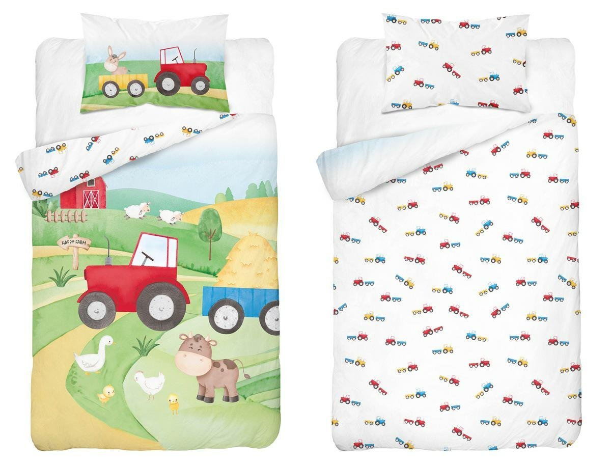 Pościel bambusowa dziecięca 90x120 z czerwonym traktorem na farmie Baby Bamboo