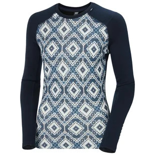 Helly Hansen, Lifa Merino Midweight Graphic Crew, bluza, damska, granatowy - Bluzy sportowe damskie - miniaturka - grafika 1