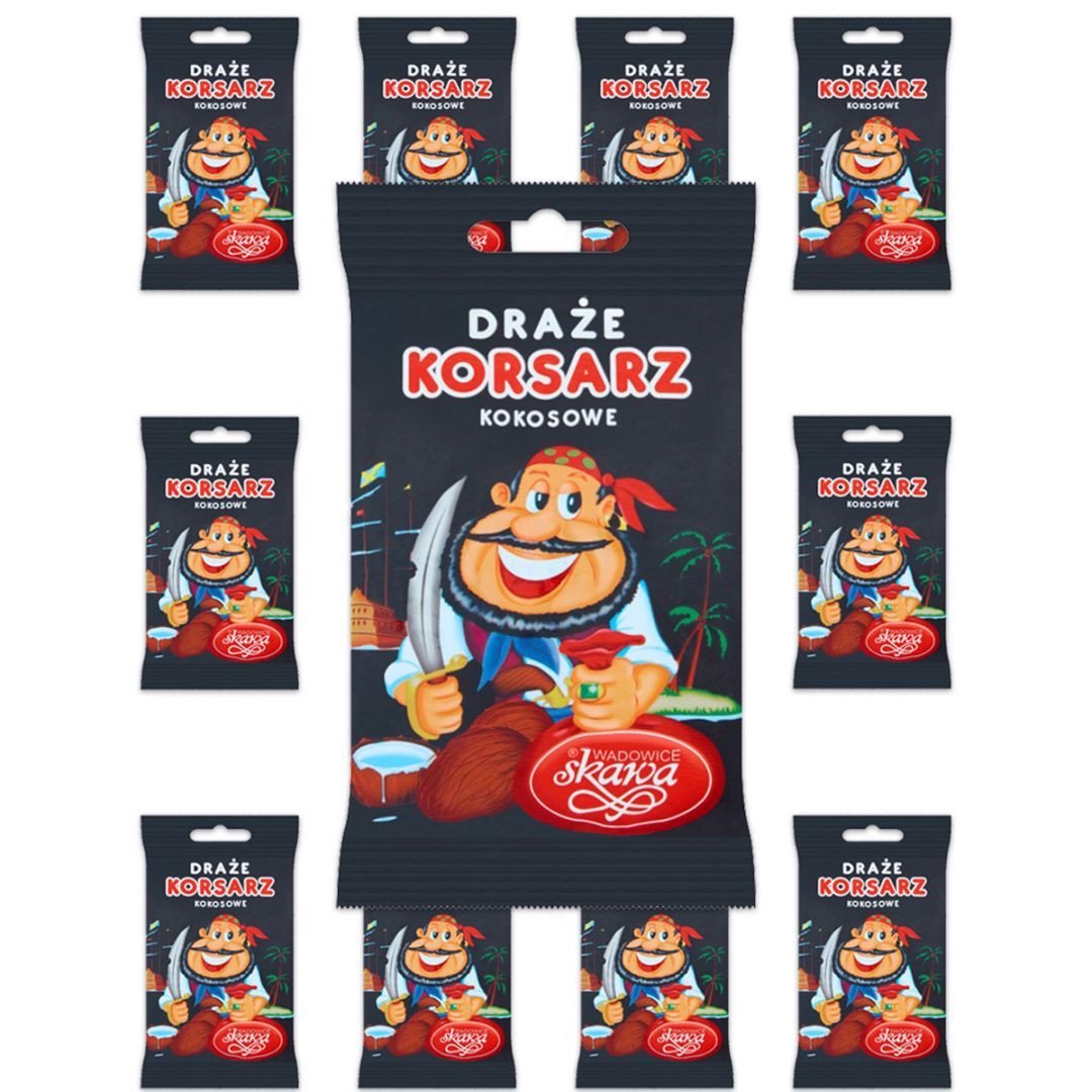 Wadowice Skawa Korsarz Draże kokosowe 70 g x 10 sztuk