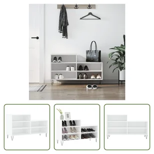 The Living Store Stojak na buty Biały 102x36x60 cm Materiał drewnopochodny - Szafki na buty - miniaturka - grafika 1