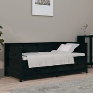 Łóżka - Łóżko dzienne czarne 100x200 cm lite drewno sosnowe - miniaturka - grafika 1