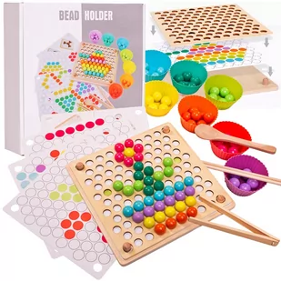 Licz i segreguj GRA LOGICZNA MONTESSORI Zestaw XXL nauka kolorów chwytania dla dzieci UKŁADANKA MOZAIKA KORALIKI - Zabawki interaktywne dla dzieci - miniaturka - grafika 1