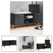 Szafki na buty - The Living Store Ławka na buty VIKEN Black 106x35x45 cm Materiał drewnopochodny - miniaturka - grafika 1