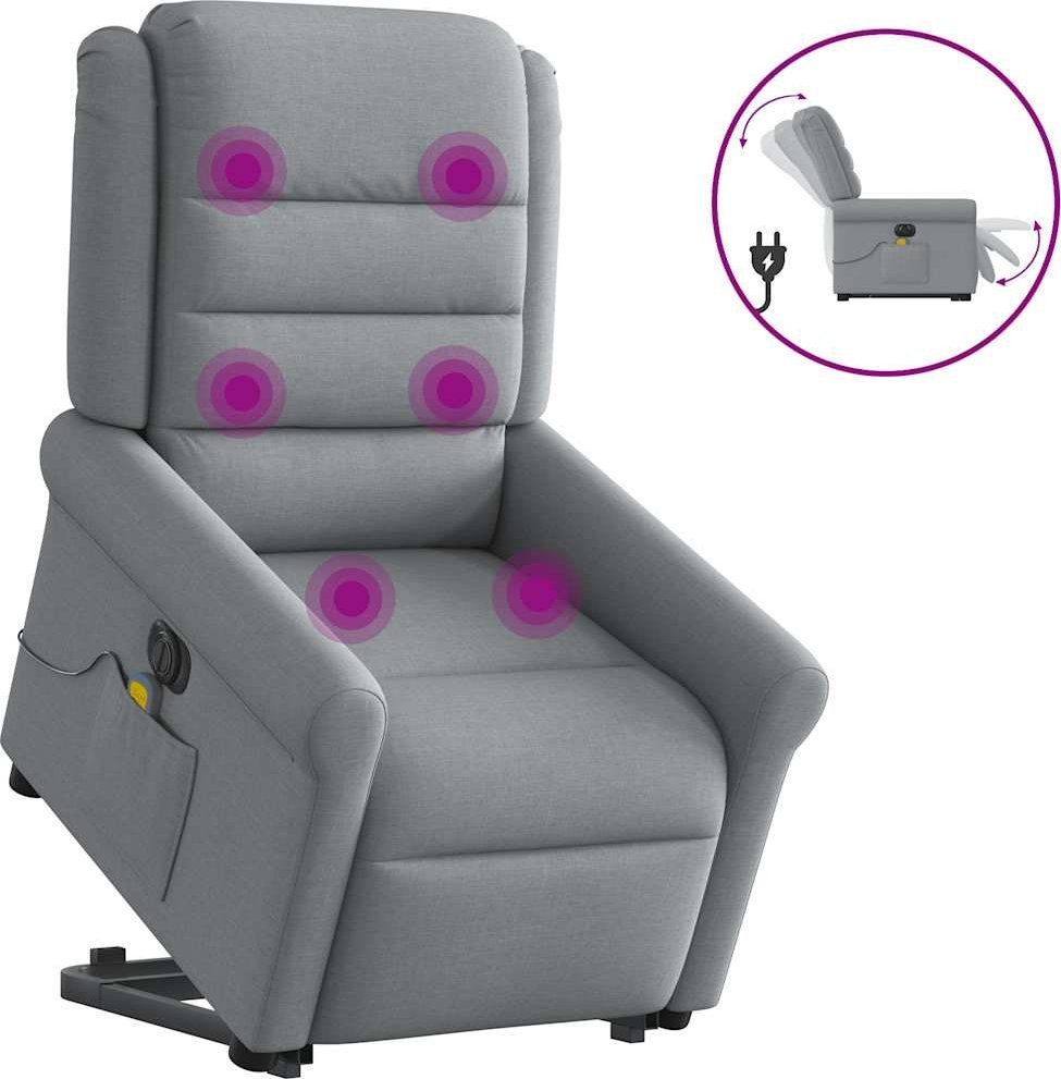 vidaXL vidaXL Podnoszony fotel masujący, elektryczny, rozkładany, jasnoszary
