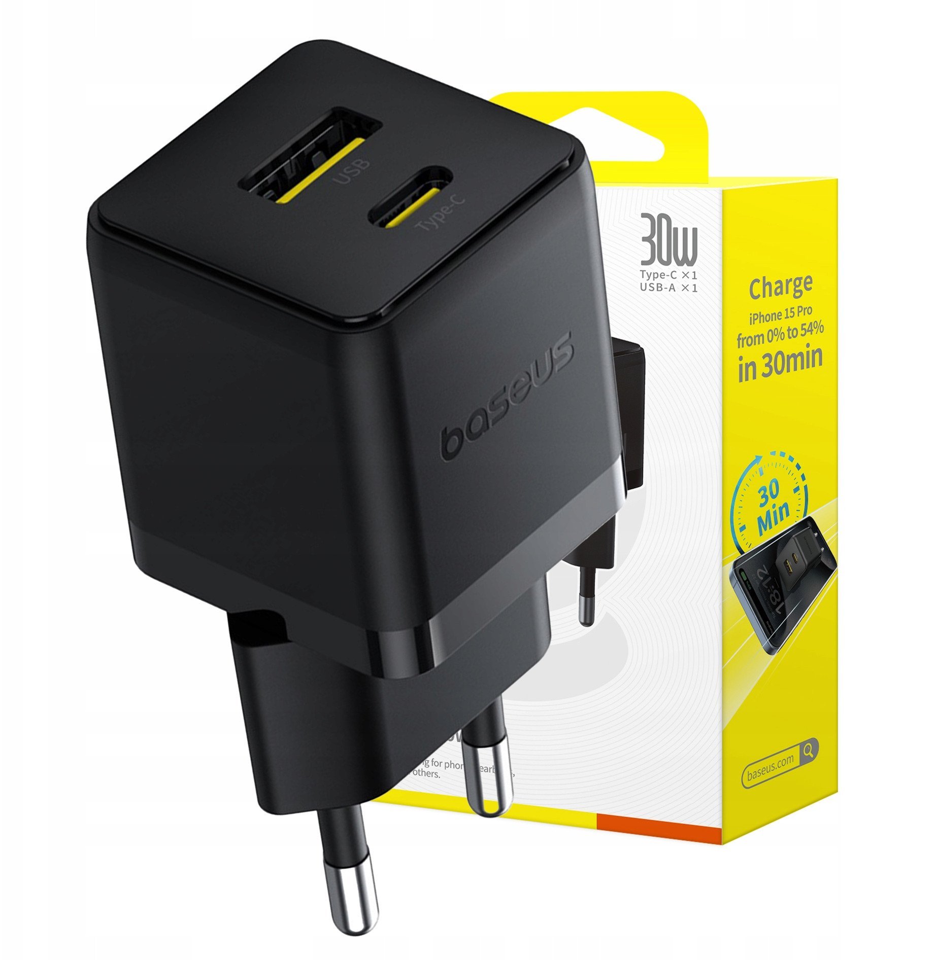 Ładowarka sieciowa Baseus Palm 30W USB-C USB-A - czarna