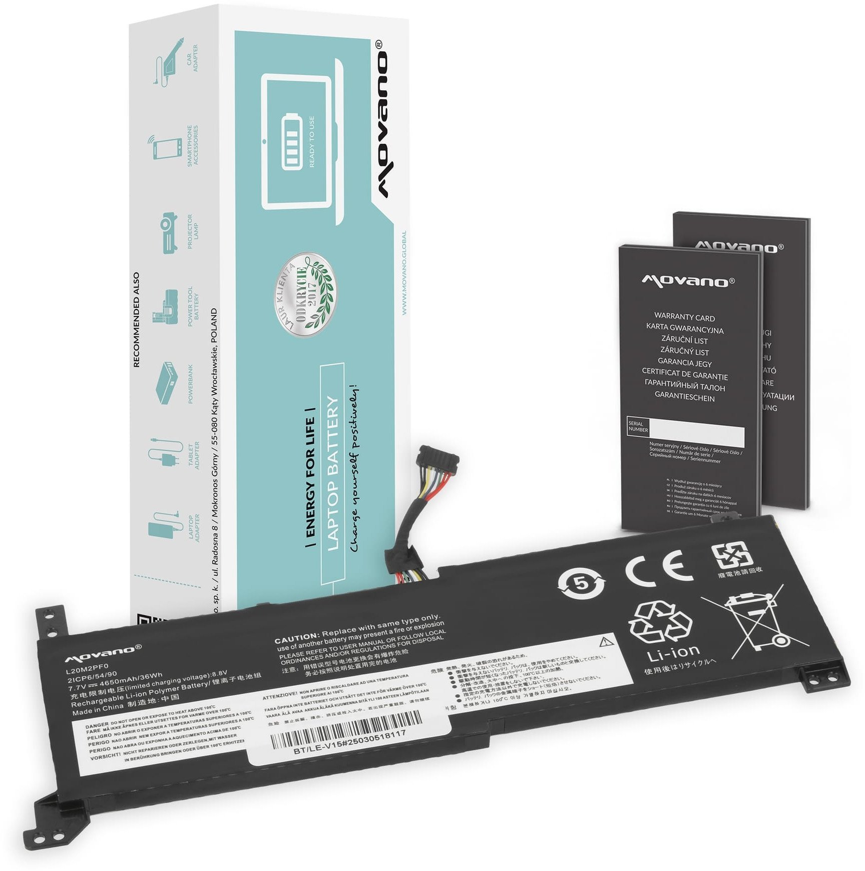 Bateria Movano do Lenovo V14 V15 V17, IdeaPad 3