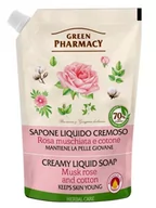 Mydła - Green Pharmacy mydło w płynie róża piżmowa i bawełna zapas 460 ml 1147442 - miniaturka - grafika 1