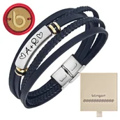 Bransolety męskie - Bransoletka z grawerem męska / damska czarna pleci - miniaturka - grafika 1