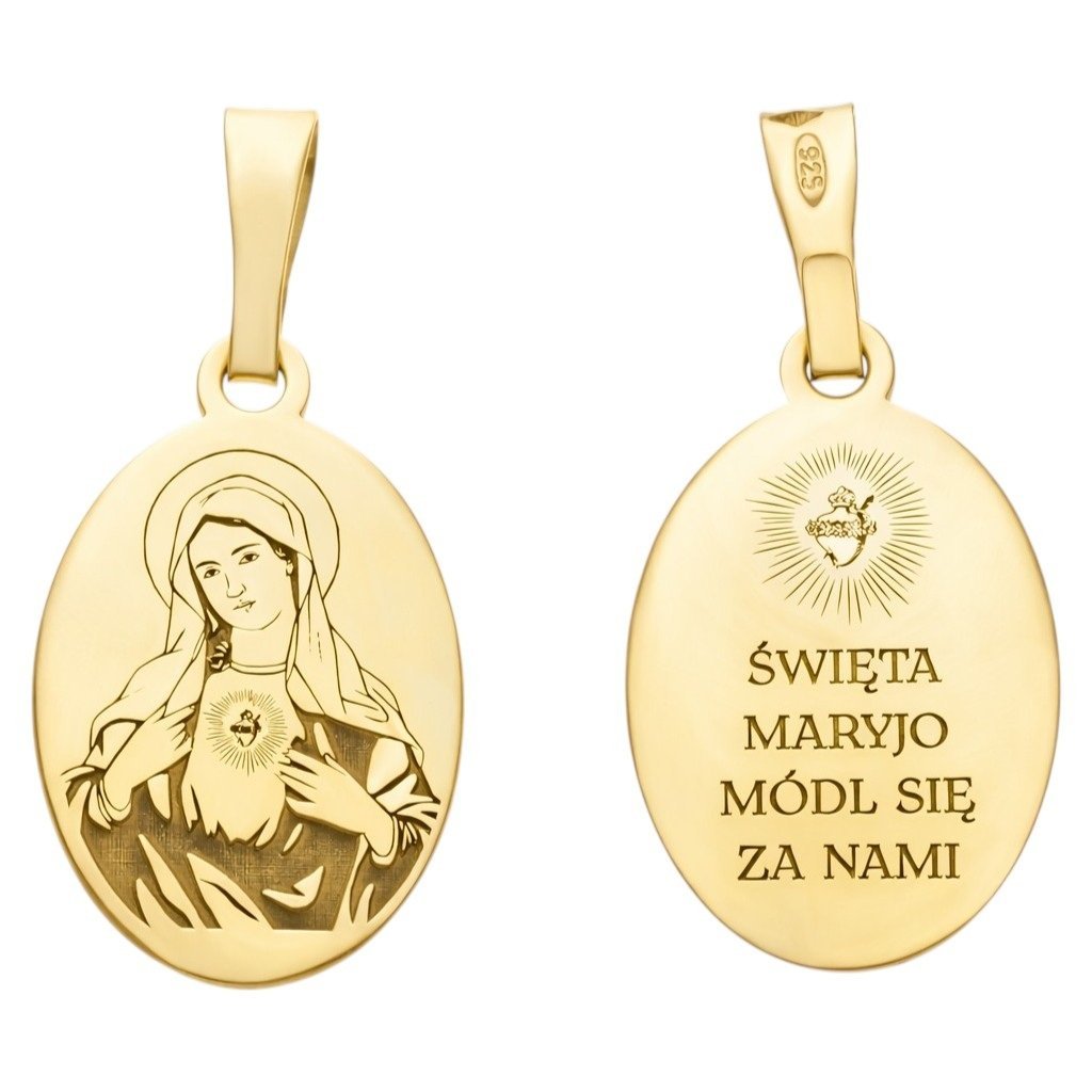 Medalik srebrny Ag 925 pozłacany Serce Maryi MDC071G