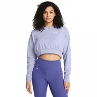 Bluzy sportowe damskie - Damska bluza dresowa nierozpinana bez kaptura Under Armour UA Rival Terry OS Crop Crw - fioletowa - UNDER ARMOUR - miniaturka - grafika 1