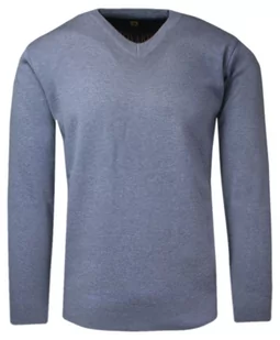 Sweter Wełniany Jasny Niebieski w Serek, V-neck, Męski, Cienki -HOVARD - Hovard - Swetry męskie - miniaturka - grafika 1