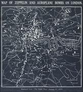 Plakaty - Map of Zeppelin and aeroplane bombs on London - plakat 60x60 cm - miniaturka - grafika 1