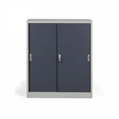 Szafy biurowe - B2B Partner Metalowa szafa z przesuwnymi drzwiami, demontowana, 2 półki, 1000 x 1200 x 450 mm, ciemnoszary 908022 - miniaturka - grafika 1