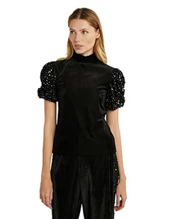 Desigual T-shirt damski Ts_gwendoline, czarny, XL - Koszulki i topy damskie - miniaturka - grafika 1