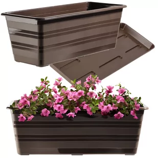 Doniczka balkonowa Cati 40 cm + podstawka 40 cm, brąz - Donice - miniaturka - grafika 1