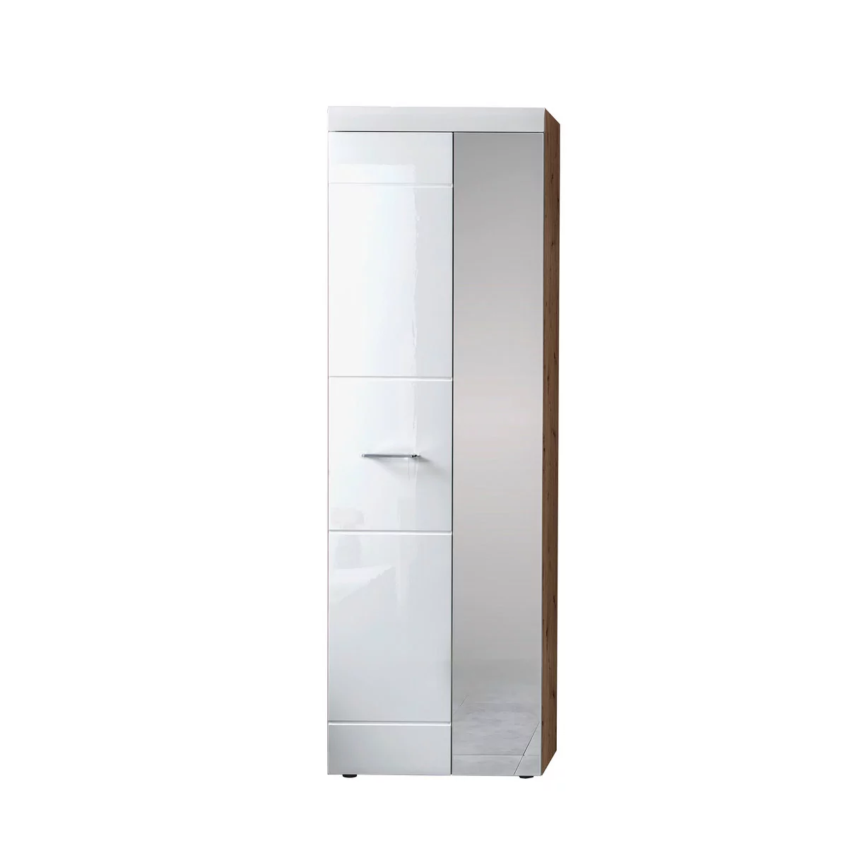 Szafa garderoba wąska przedpokój lustro LIRO biały wysoki połysk 60x193x34 cm / Home Concept