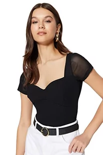 Trendyol Damskie body z dzianiny jednokolorowe, Czarny, M - Body - miniaturka - grafika 1