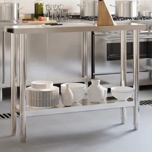 Kuchenny stół roboczy, 110x30x85 cm, stal nierdzewna Lumarko! - Wózki na żywność - miniaturka - grafika 1