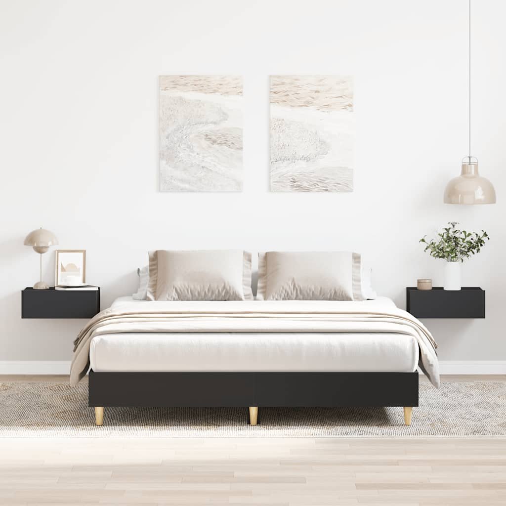 Rama łóżka bez materaca czarna 140x200 cm drewno klejone