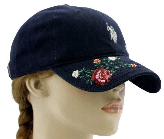 Czapka z daszkiem damska młodzieżowa U.S. Polo Assn. 54-59cm Kwiaty Haft