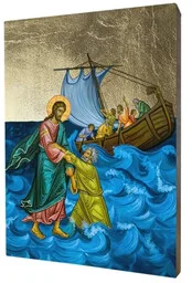 Ikona złocona Jezus Chodzący po Wodzie - Ikony i obrazy sakralne - miniaturka - grafika 1