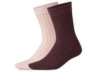 Skarpetki damskie - esmara® Skarpetki damskie pluszowe, 2 pary (Fioletowy/różowy, 35-38) - miniaturka - grafika 1