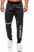 Spodnie sportowe męskie - Czarne spodnie męskie joggery dresowe bojówki Denley K10277 - miniaturka - grafika 1