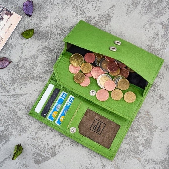 Paolo Peruzzi Portfel damski ze skóry zielony T-45-GR