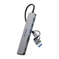 Złącza, przejściówki, adaptery - Hub YSA8-U3 stacja dokująca USB-A / USB-C na USB-A USB-C 3.5mm audio TF SD - szary ORICO - miniaturka - grafika 1