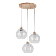 Lampy sufitowe - Britop LAMPA wisząca LAGUNA 18710374R skandynawska OPRAWA szklana kaskada zwis przezroczysty drewno - miniaturka - grafika 1