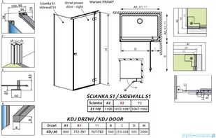 Radaway Essenza Kdj kabina 80x110cm prawa szkło przejrzyste 1385043-01-01R/1384053-01-01 - Kabiny prysznicowe - miniaturka - grafika 2