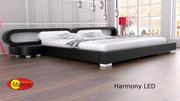 Łóżka - Zestaw  łóżko HARMONY LED  z materacem kieszeniowym - 200x220 - miniaturka - grafika 1