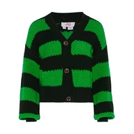 Swetry damskie - myMo Damski kardigan w paski z długim rękawem z dekoltem w serek akryl czarny zielony rozmiar XL/XXL, czarny, zielony, XL - miniaturka - grafika 1