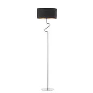 Lampy stojące - Metalowa Lampa Podłogowa Z Abażurem W Stylu Glamour Moroni Velur E27, Czarny Ze Złotym Wnętrzem - miniaturka - grafika 1