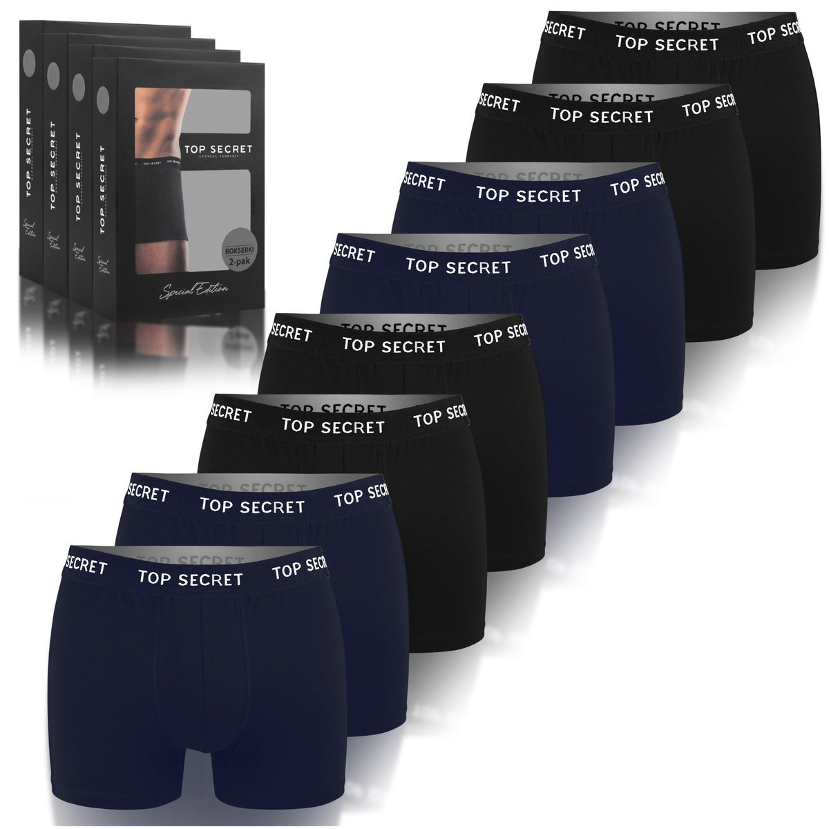 TOP SECRET Bokserki Męskie Bawełniane 8pak Rozmiar M