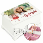 Pamiątka Pierwszej Komunii Świętej - Szkatułka drewniana z pozytywką i Twoim zdjęciem dla dziewczynki na k - miniaturka - grafika 1