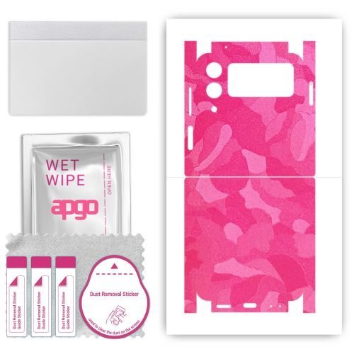 folia naklejka skórka strukturalna na TYŁ+BOKI do Samsung Galaxy Z Flip4 - Moro Camo Różowy - apgo SKINS