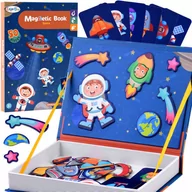 Układanki dla dzieci - Układanka puzzle magnetyczne Kosmos Ufo książka magnetyczna sorter 50 el. - miniaturka - grafika 1