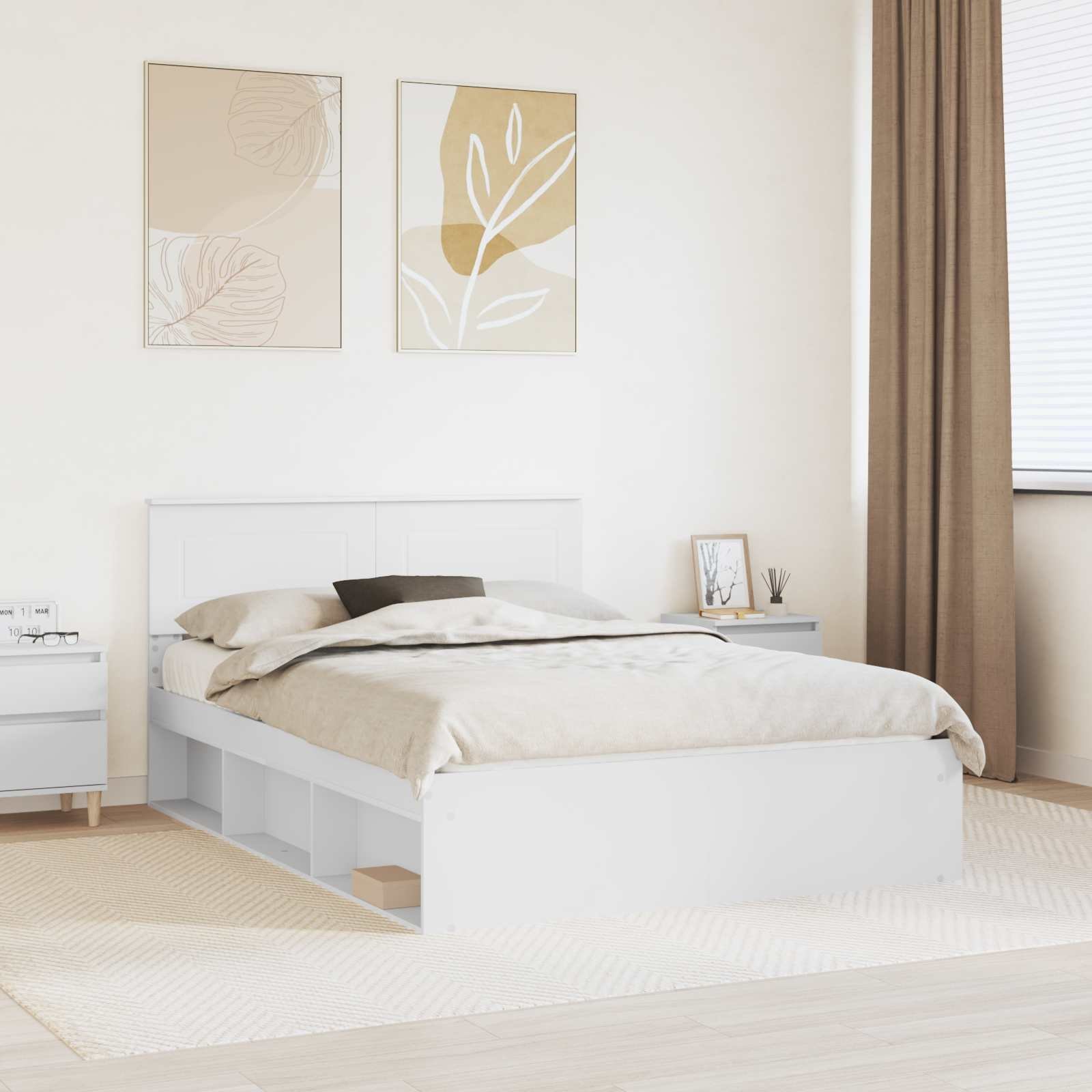 vidaXL Ramka łóżka Biały 140 x 200 cm Materiał drewnopochodny