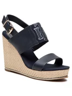 Espadryle damskie - Tommy Hilfiger Espadryle Th Elastic High Wedge Sandal FW0FW05599 Granatowy - miniaturka - grafika 1